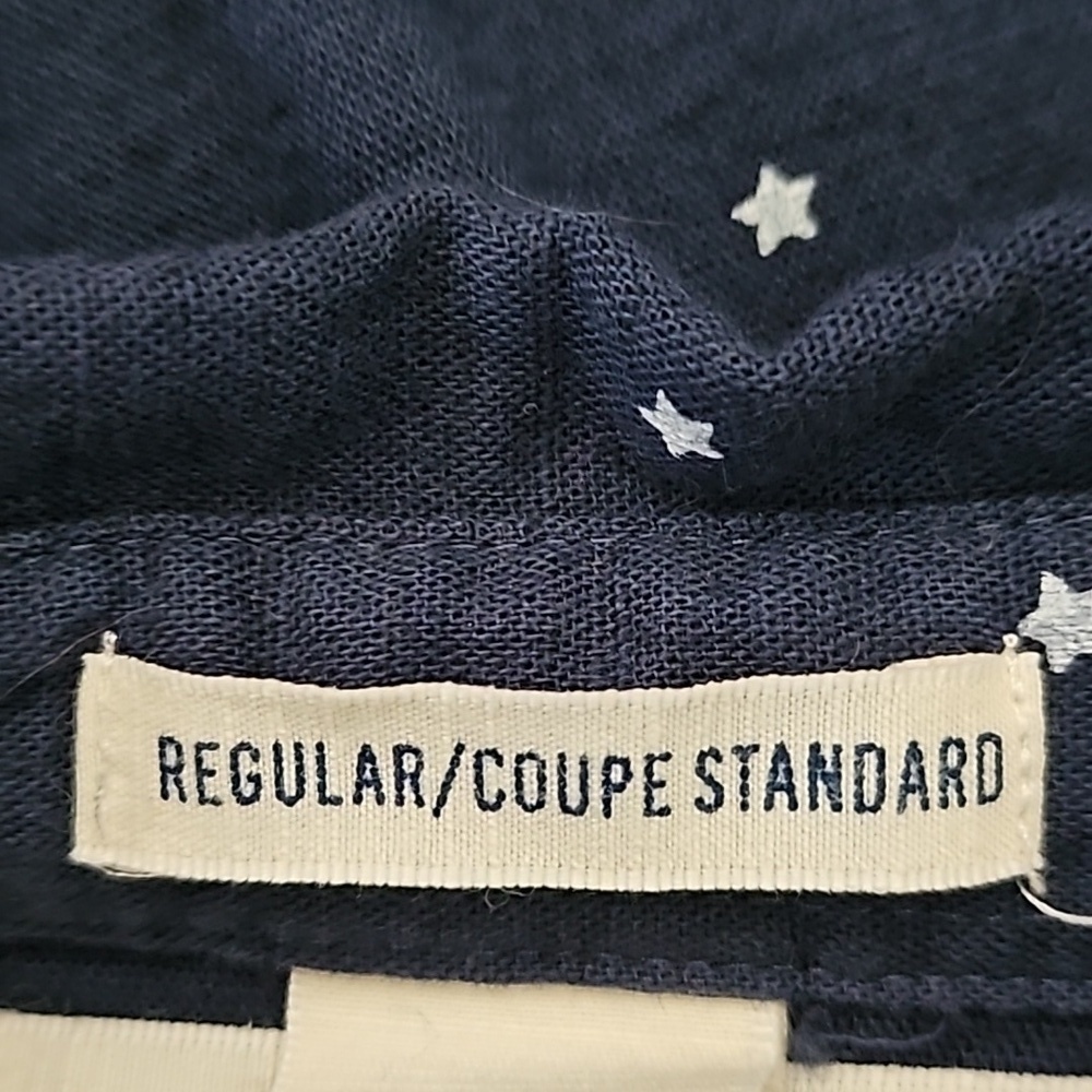 H&M L.O.G.G Navy Blue Button Down Short Sleeve Shirt with Star Print - Picture 8 of 11